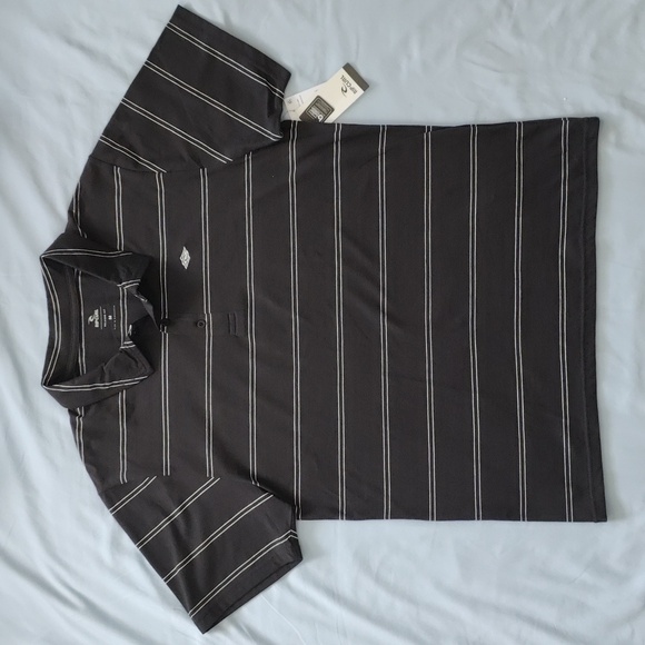 97. Rip Curl Plain Stripe Polo | Color: Washed Black - Picture 2 of 6